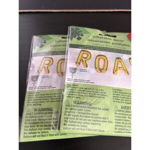Inflatable Decor Gold ROAR Foil Balloon Banner 2ct 13in Safari Party Collectible